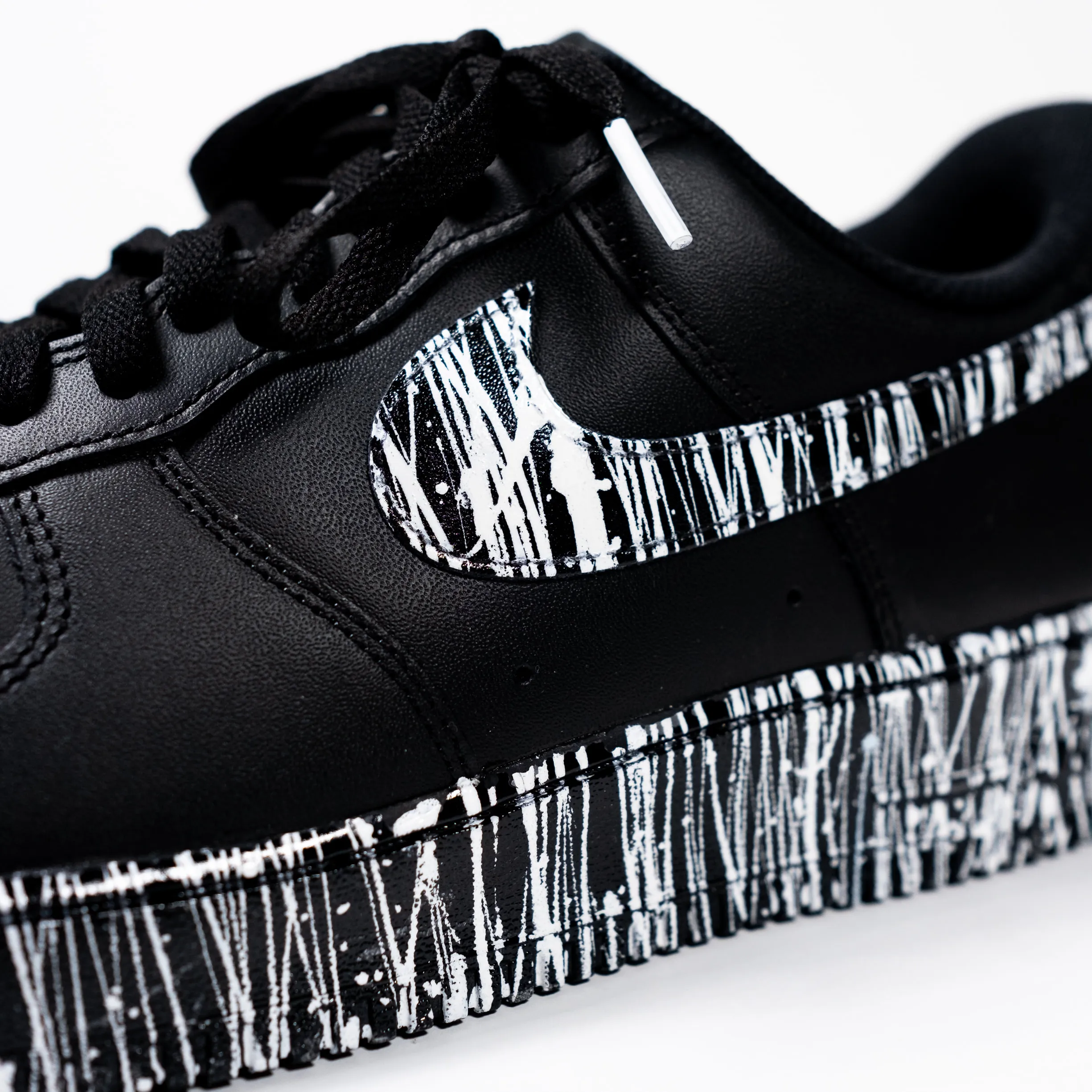 Nike Air Force 1 Black Custom 'Zebra' Splattered Edition