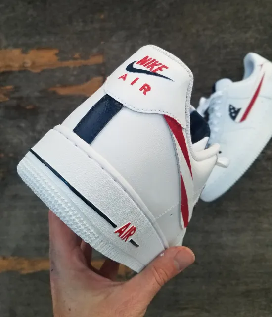 Nike Air Force 1 White Custom 'America' Edition w/ Custom Insoles