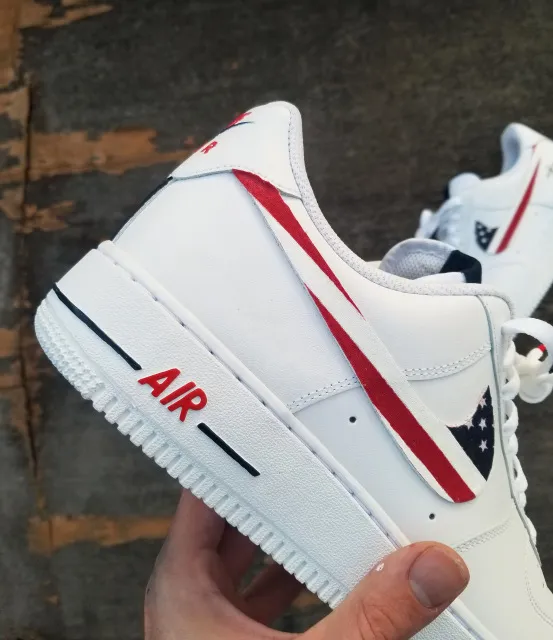 Nike Air Force 1 White Custom 'America' Edition w/ Custom Insoles