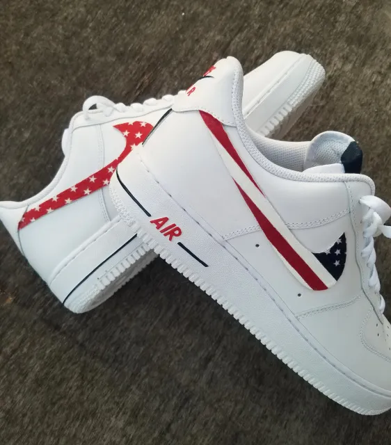 Nike Air Force 1 White Custom 'America' Edition w/ Custom Insoles