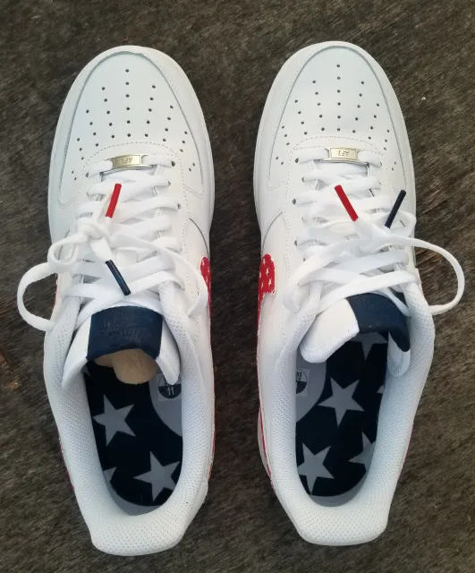 Nike Air Force 1 White Custom 'America' Edition w/ Custom Insoles