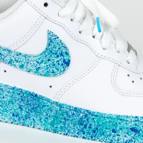 Nike Air Force 1 White Custom 'Aqua Pixels' Edition