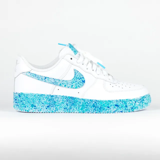 Nike Air Force 1 White Custom 'Aqua Pixels' Edition