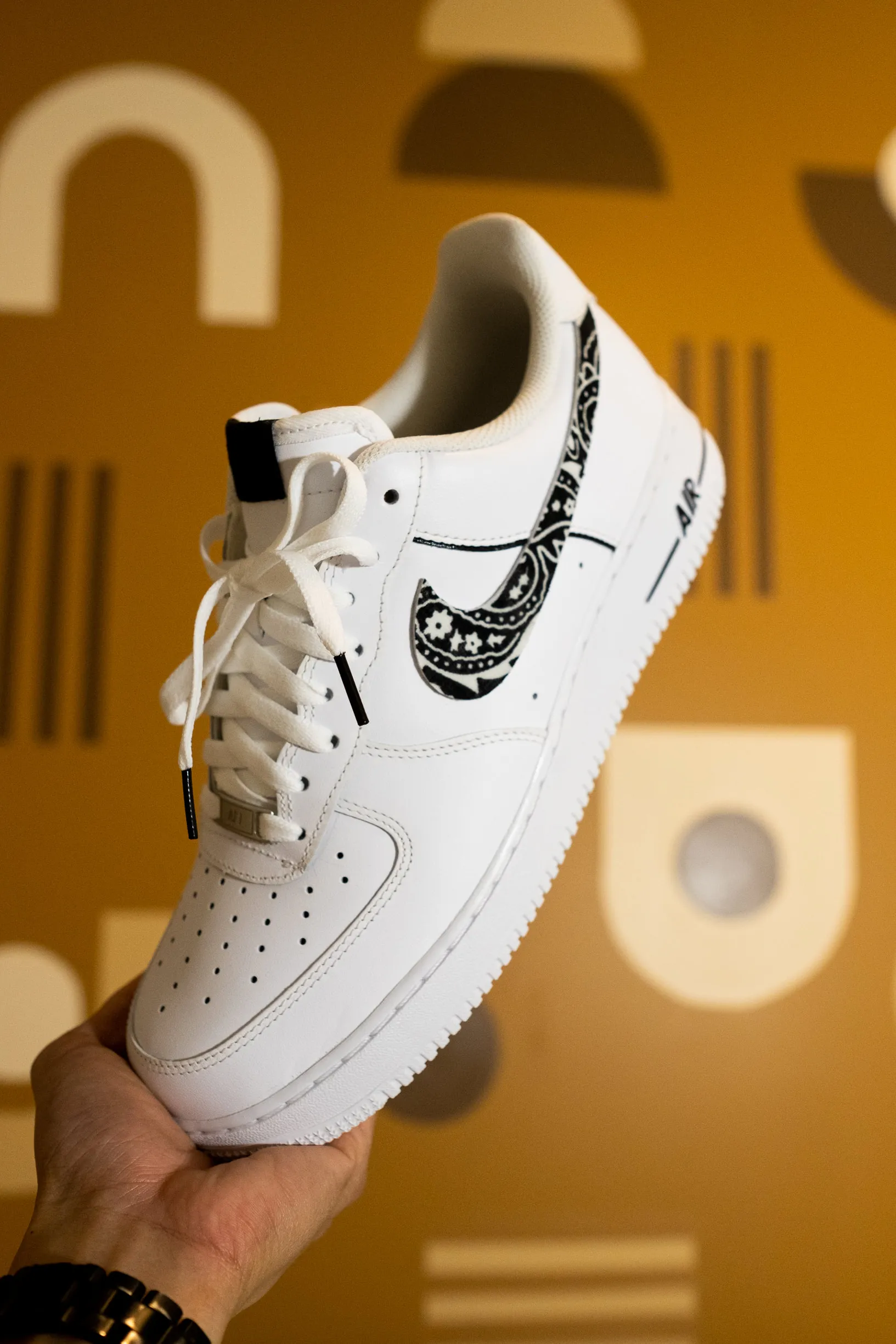 Nike Air Force 1 White Custom 'Black Bandana' Edition