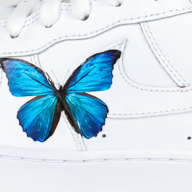 Nike Air Force 1 White Custom 'Blue Butterfly' Edition