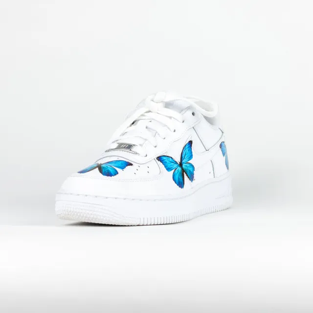 Nike Air Force 1 White Custom 'Blue Butterfly' Edition