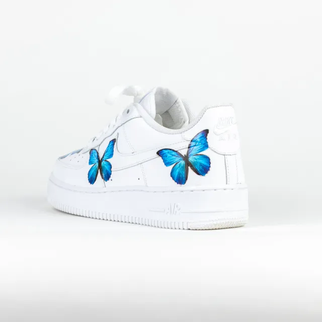 Nike Air Force 1 White Custom 'Blue Butterfly' Edition