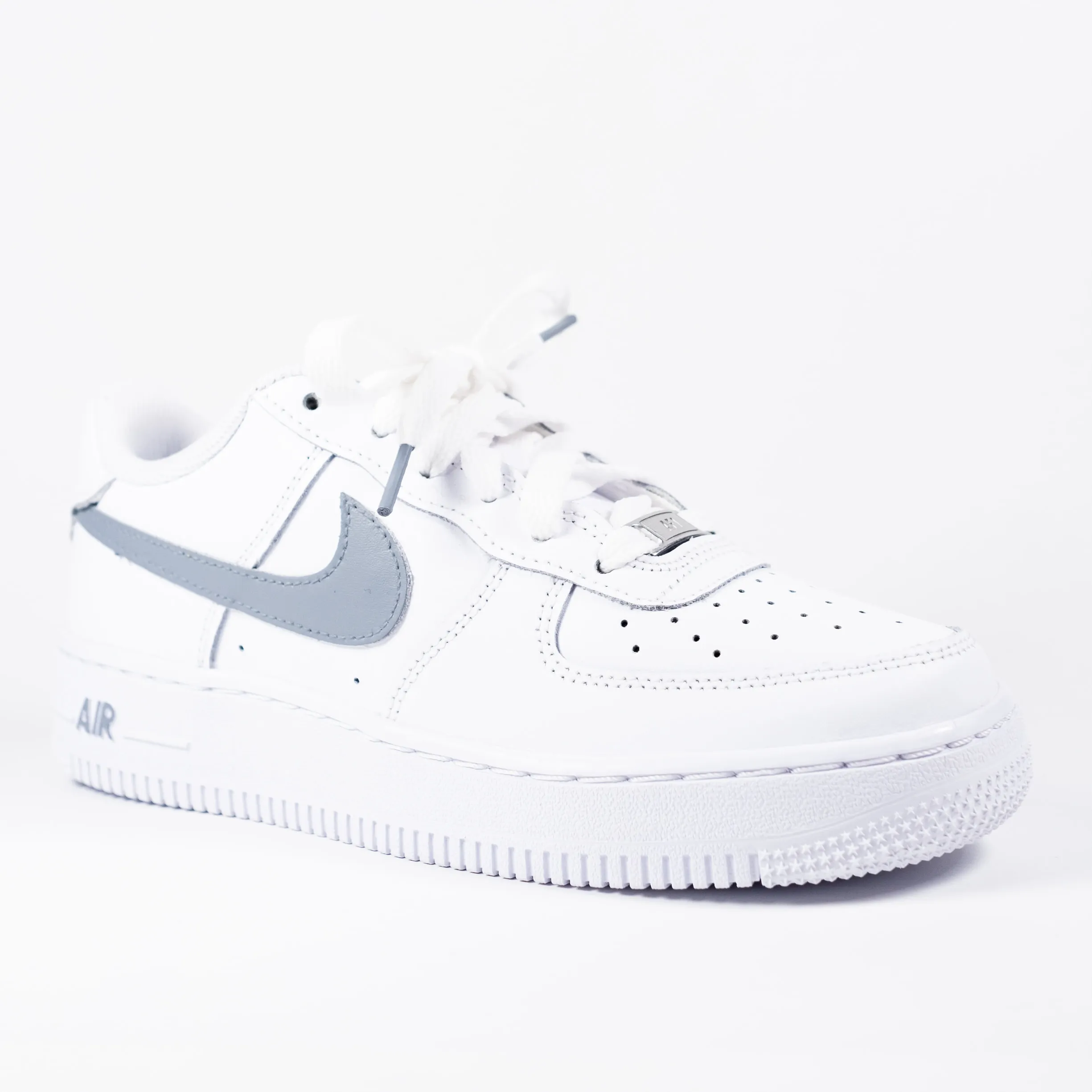 Nike Air Force 1 White Custom 'Cement Grey Swoosh' Edition