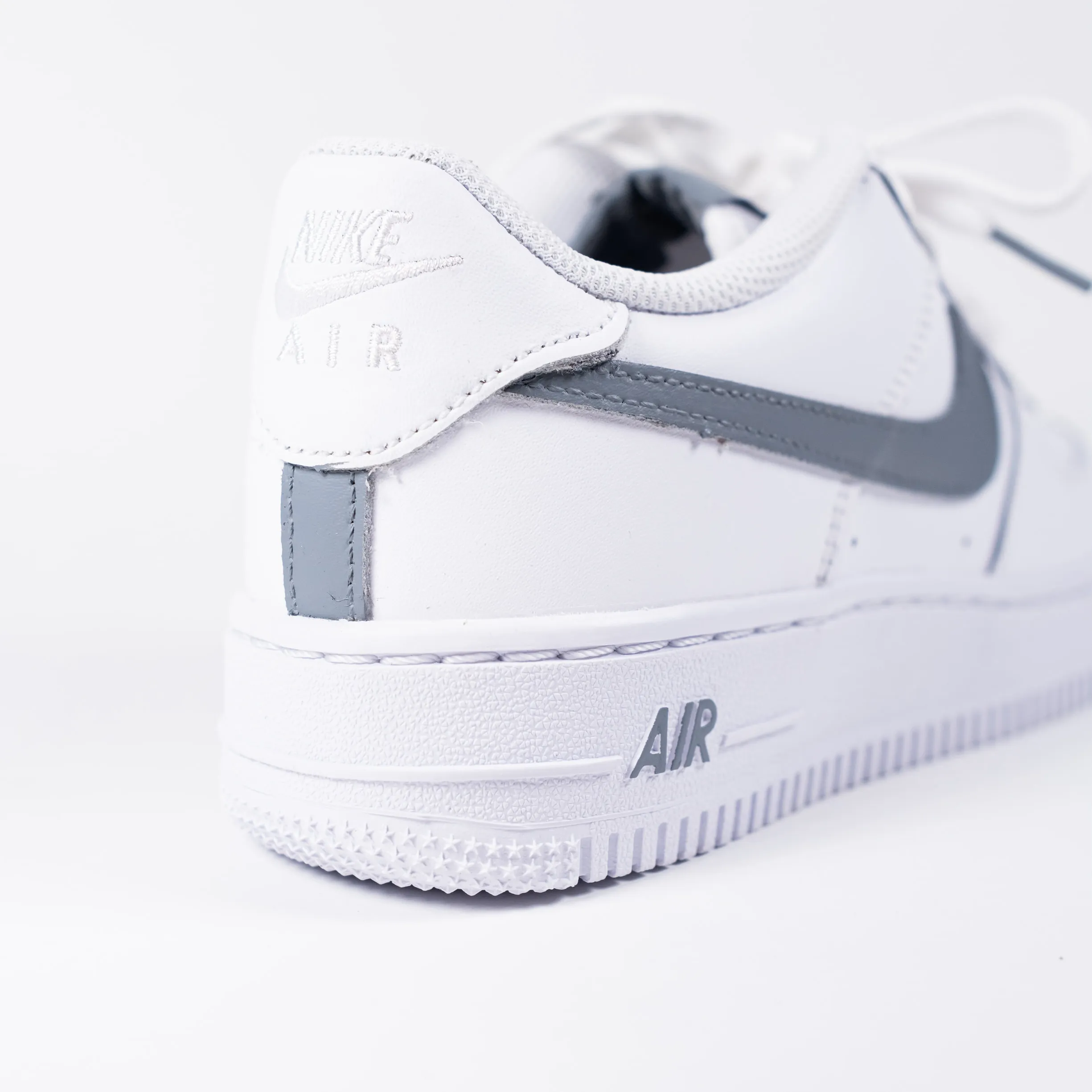 Nike Air Force 1 White Custom 'Cement Grey Swoosh' Edition