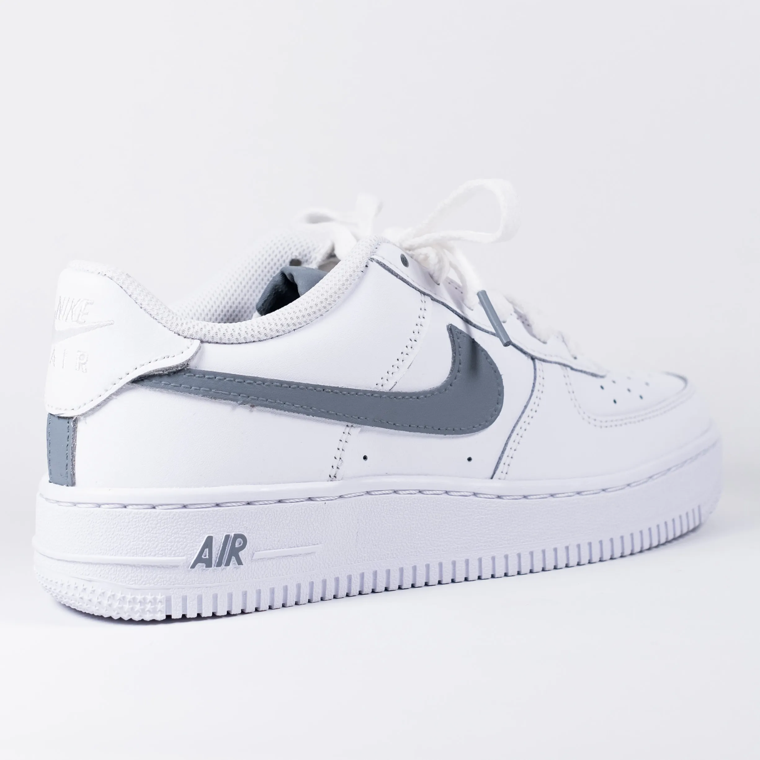 Nike Air Force 1 White Custom 'Cement Grey Swoosh' Edition