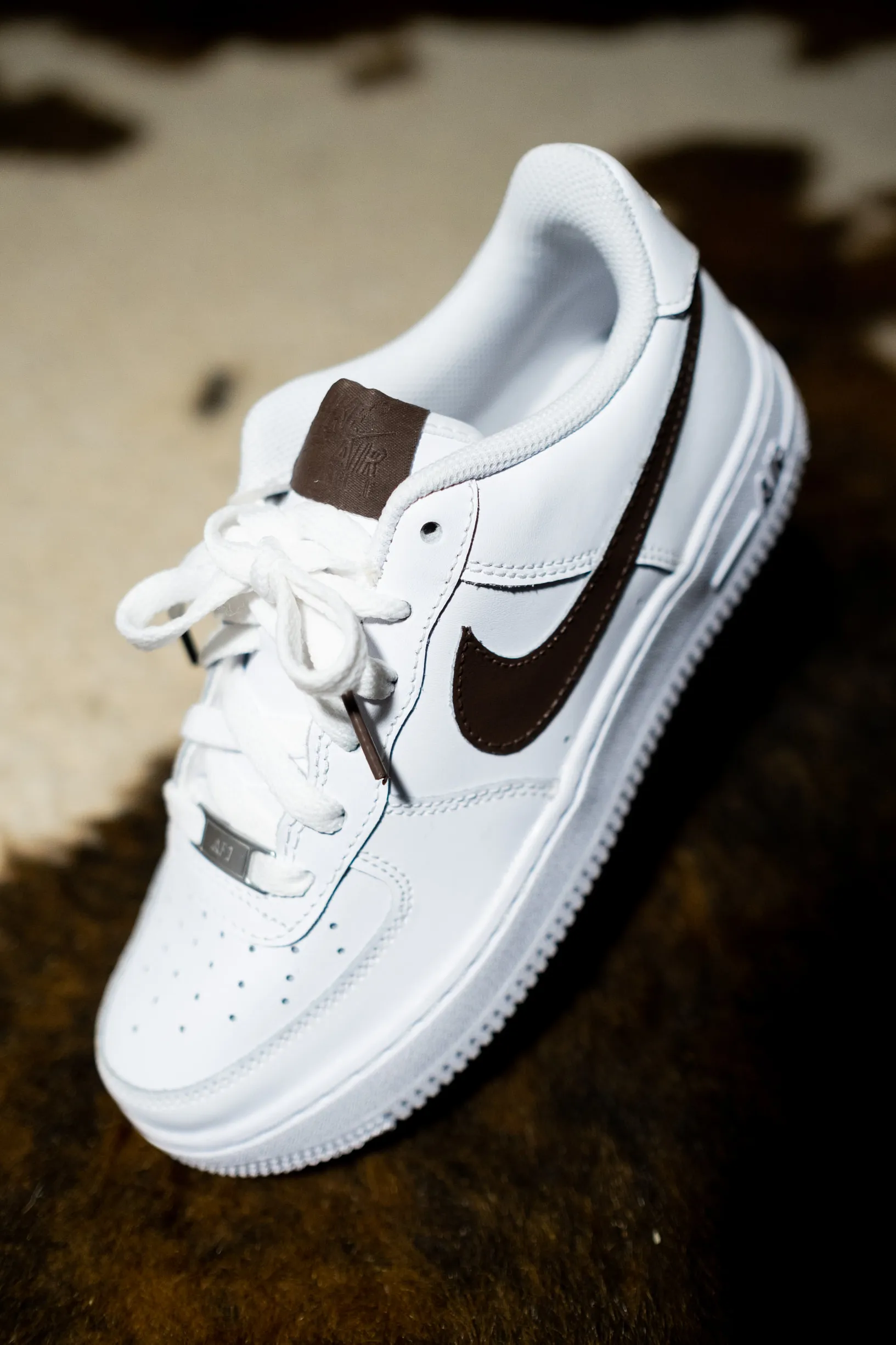 Nike Air Force 1 White Custom 'Dark Co-Co Swoosh' Edition