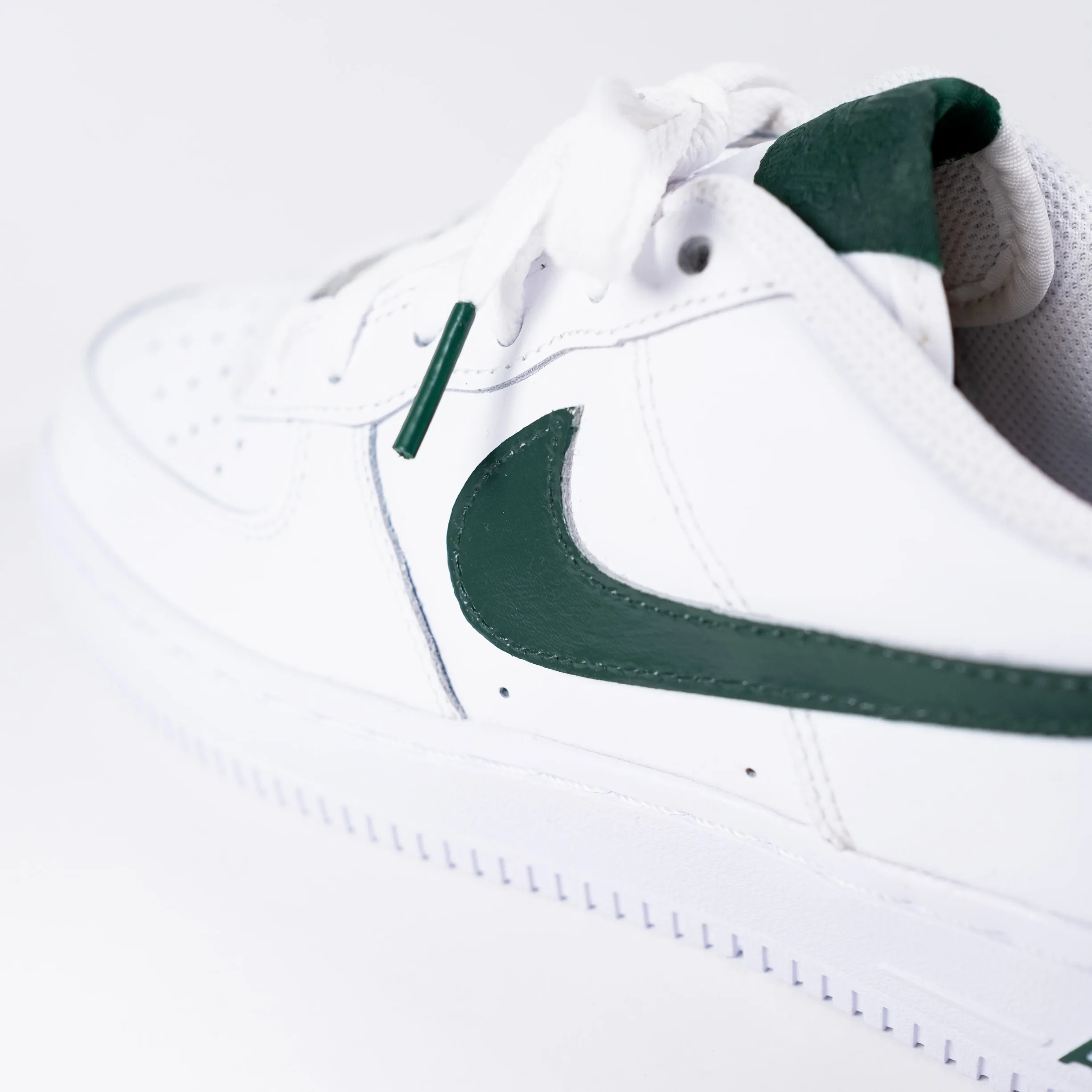 Nike Air Force 1 White Custom 'Dark Olive Swoosh' Edition