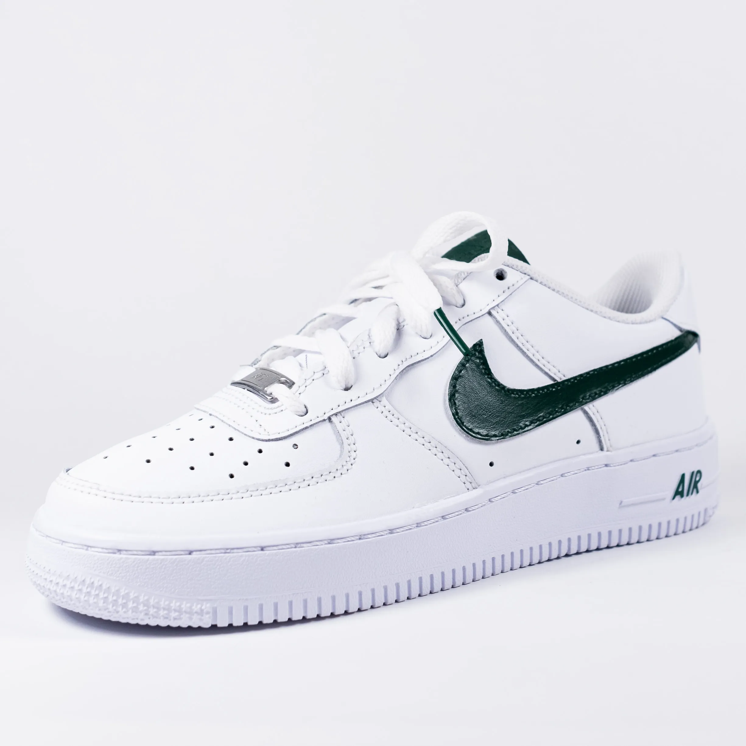 Nike Air Force 1 White Custom 'Dark Olive Swoosh' Edition