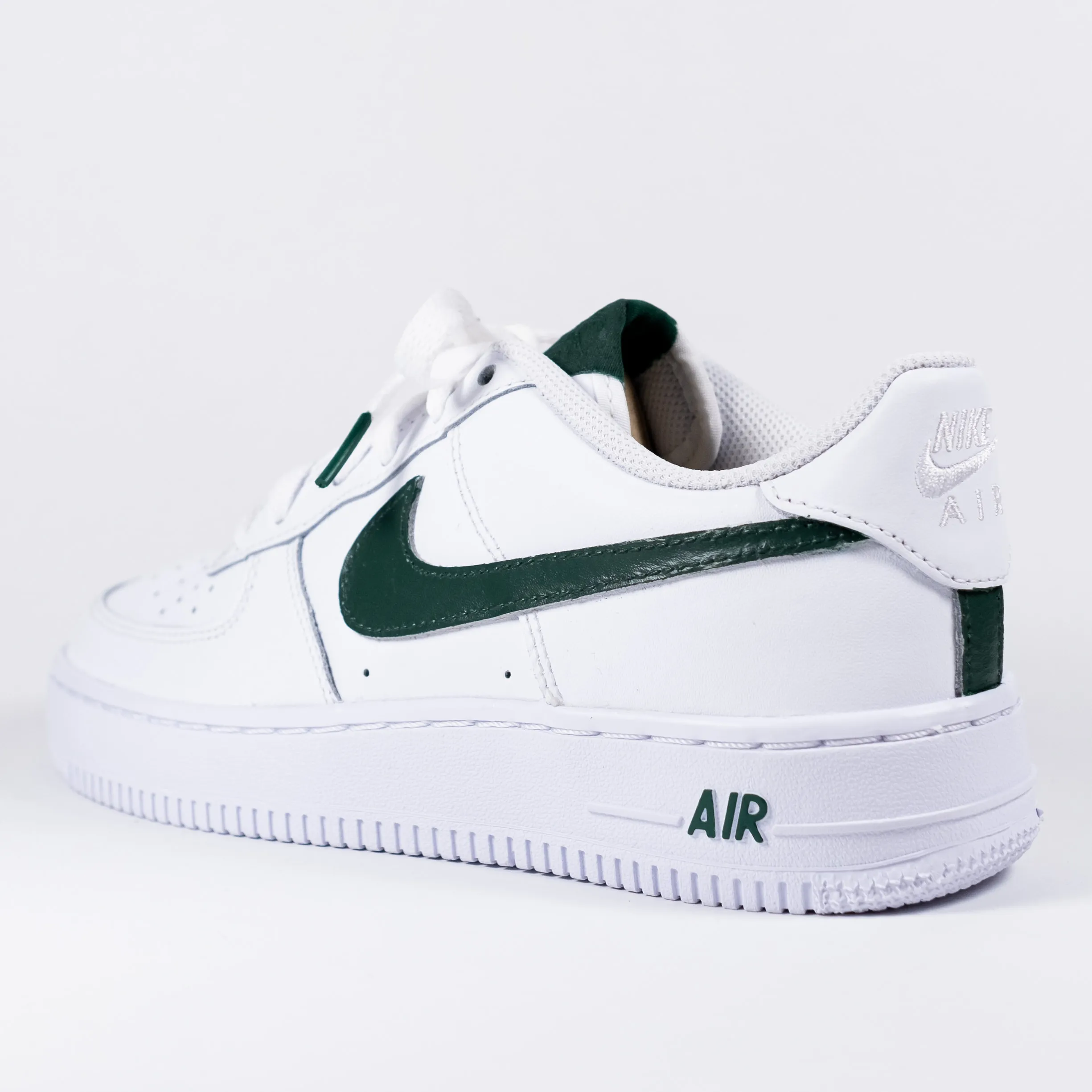 Nike Air Force 1 White Custom 'Dark Olive Swoosh' Edition