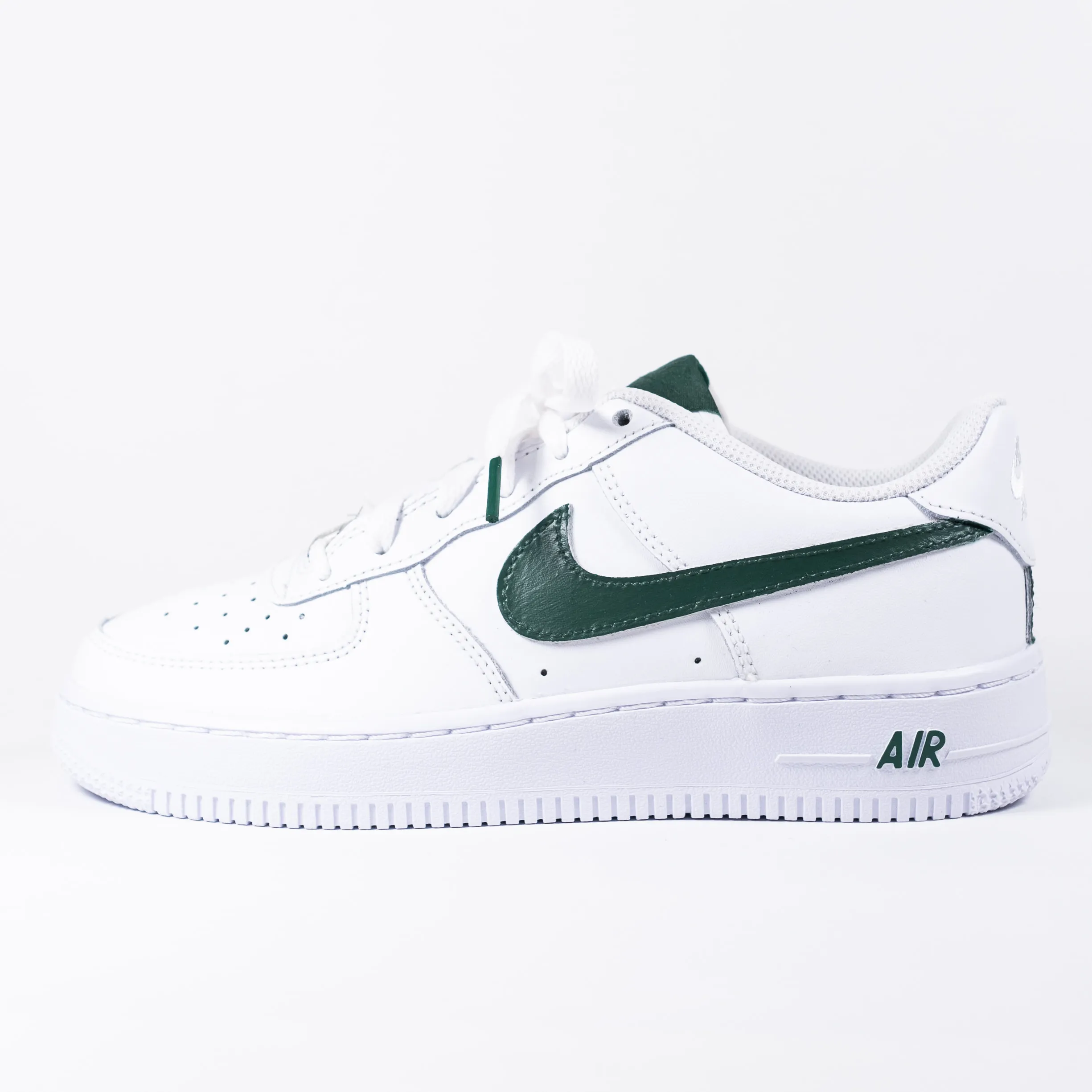 Nike Air Force 1 White Custom 'Dark Olive Swoosh' Edition