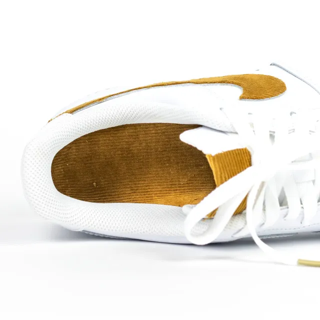 Nike Air Force 1 White Custom 'Gold Corduroy' W/ Custom Matching Insoles