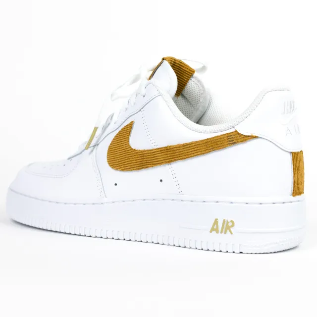 Nike Air Force 1 White Custom 'Gold Corduroy' W/ Custom Matching Insoles