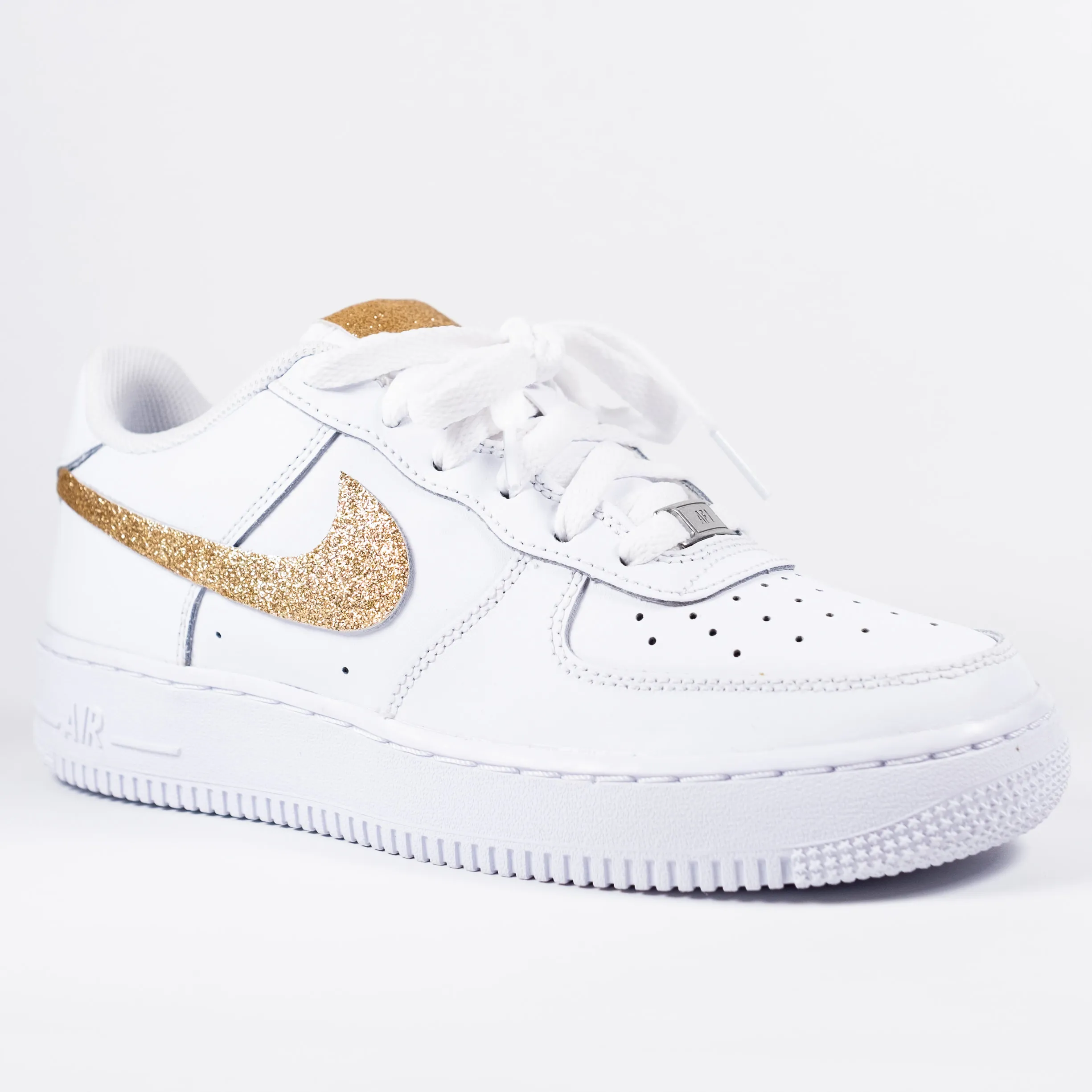 Nike Air Force 1 White Custom 'Gold Glitter' Edition