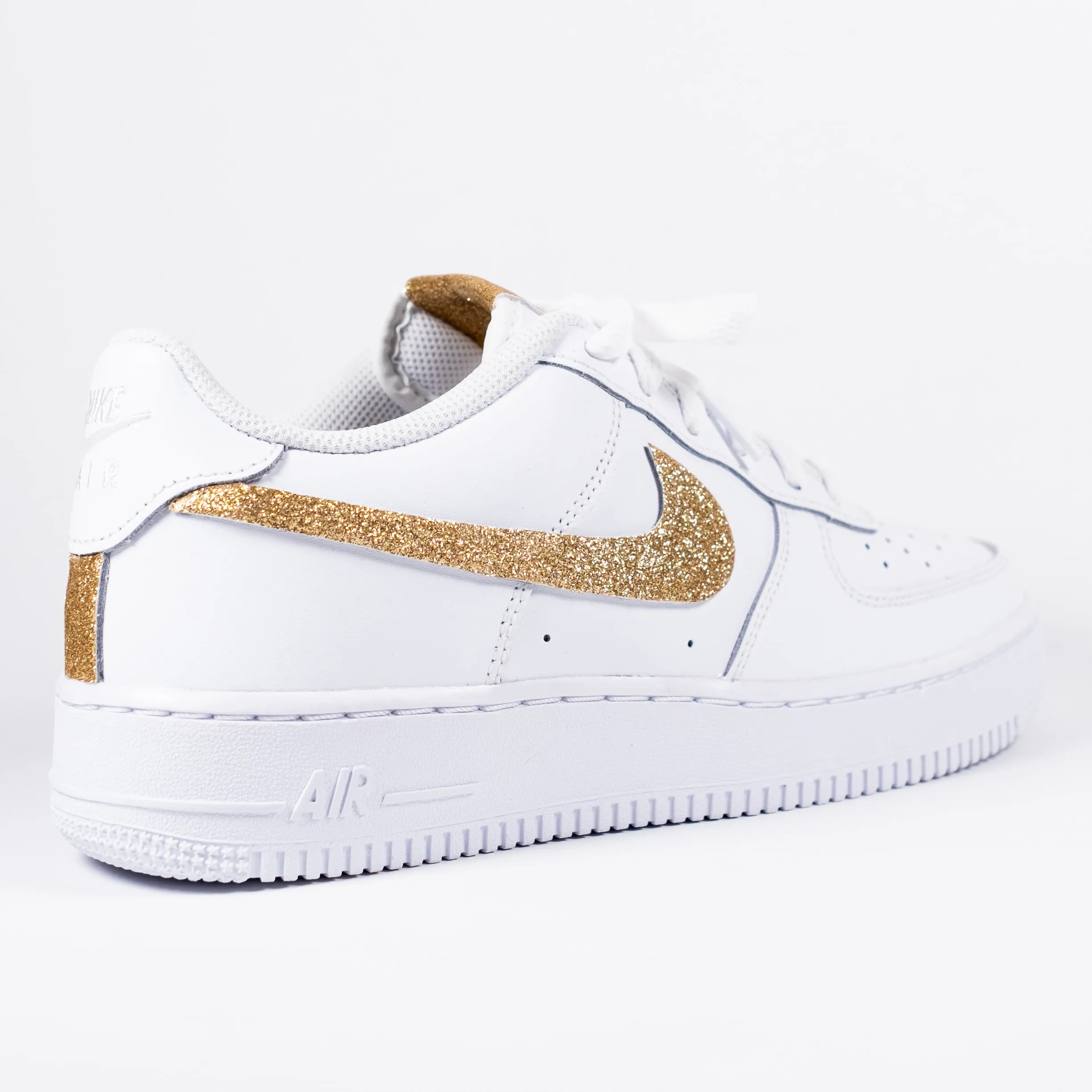 Nike Air Force 1 White Custom 'Gold Glitter' Edition