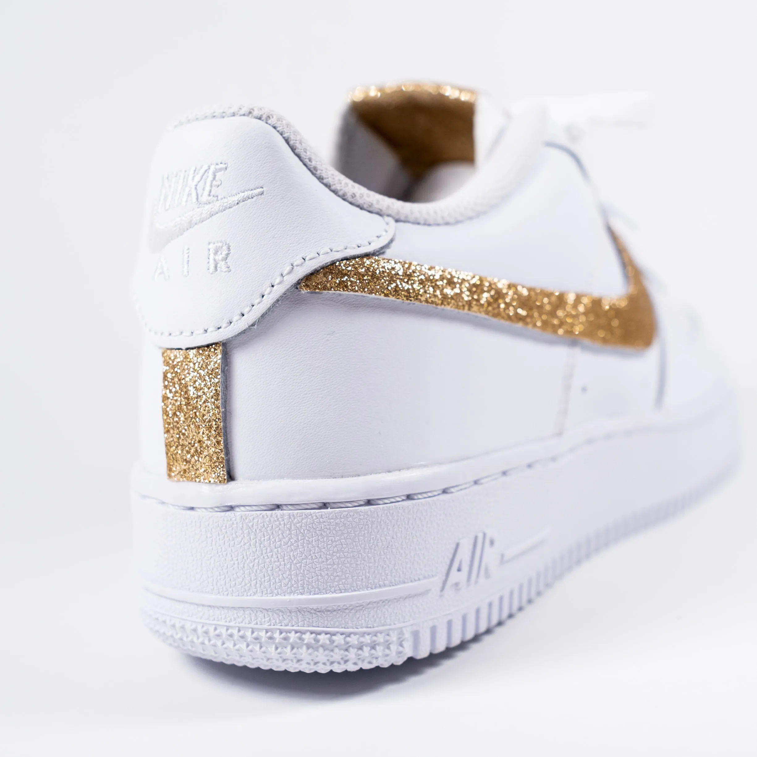 Nike Air Force 1 White Custom 'Gold Glitter' Edition