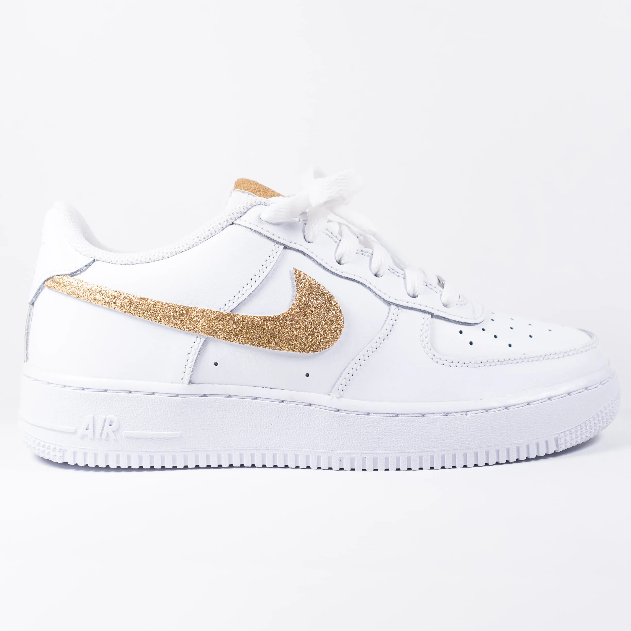 Nike Air Force 1 White Custom 'Gold Glitter' Edition