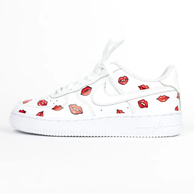 Nike Air Force 1 White Custom 'Kissy Lips' Alison Edition