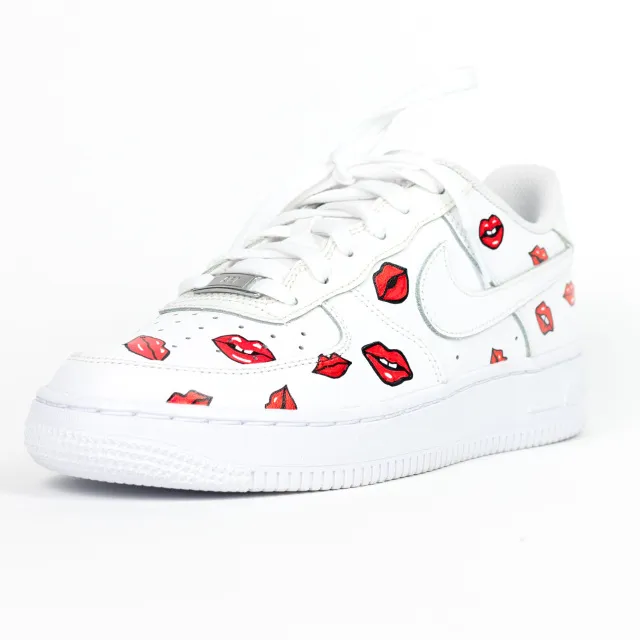 Nike Air Force 1 White Custom 'Kissy Lips' Alison Edition