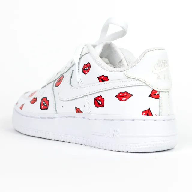 Nike Air Force 1 White Custom 'Kissy Lips' Alison Edition