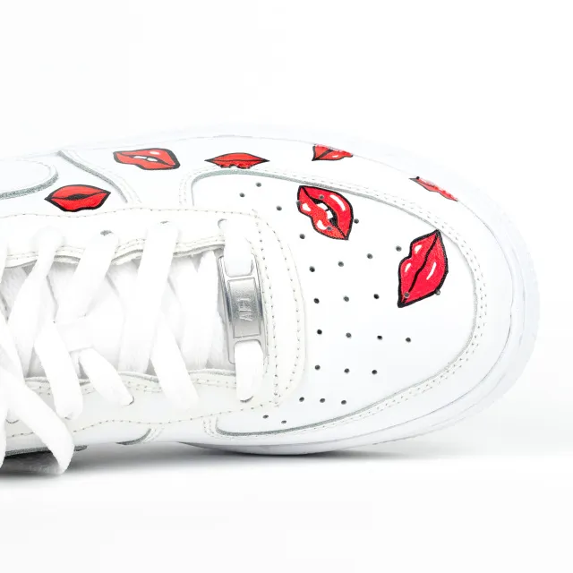 Nike Air Force 1 White Custom 'Kissy Lips' Alison Edition