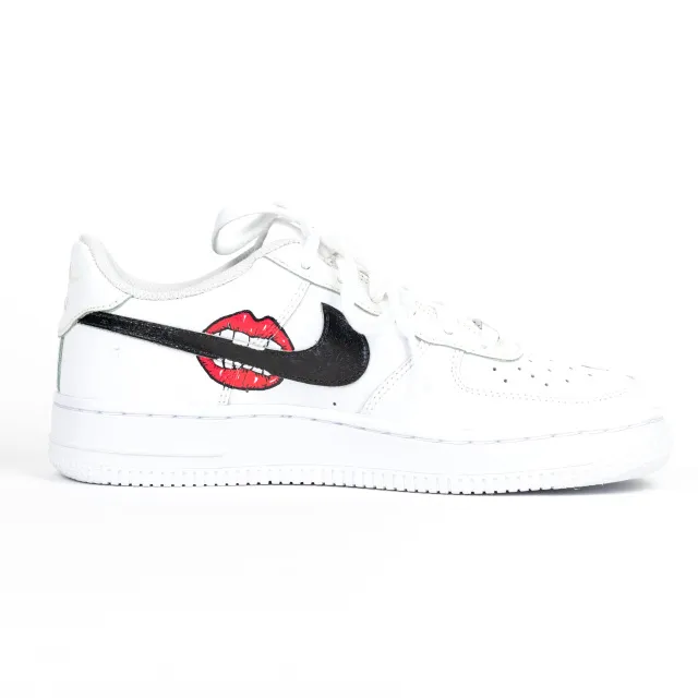 Nike Air Force 1 White Custom 'Kissy Lips' Alison Edition