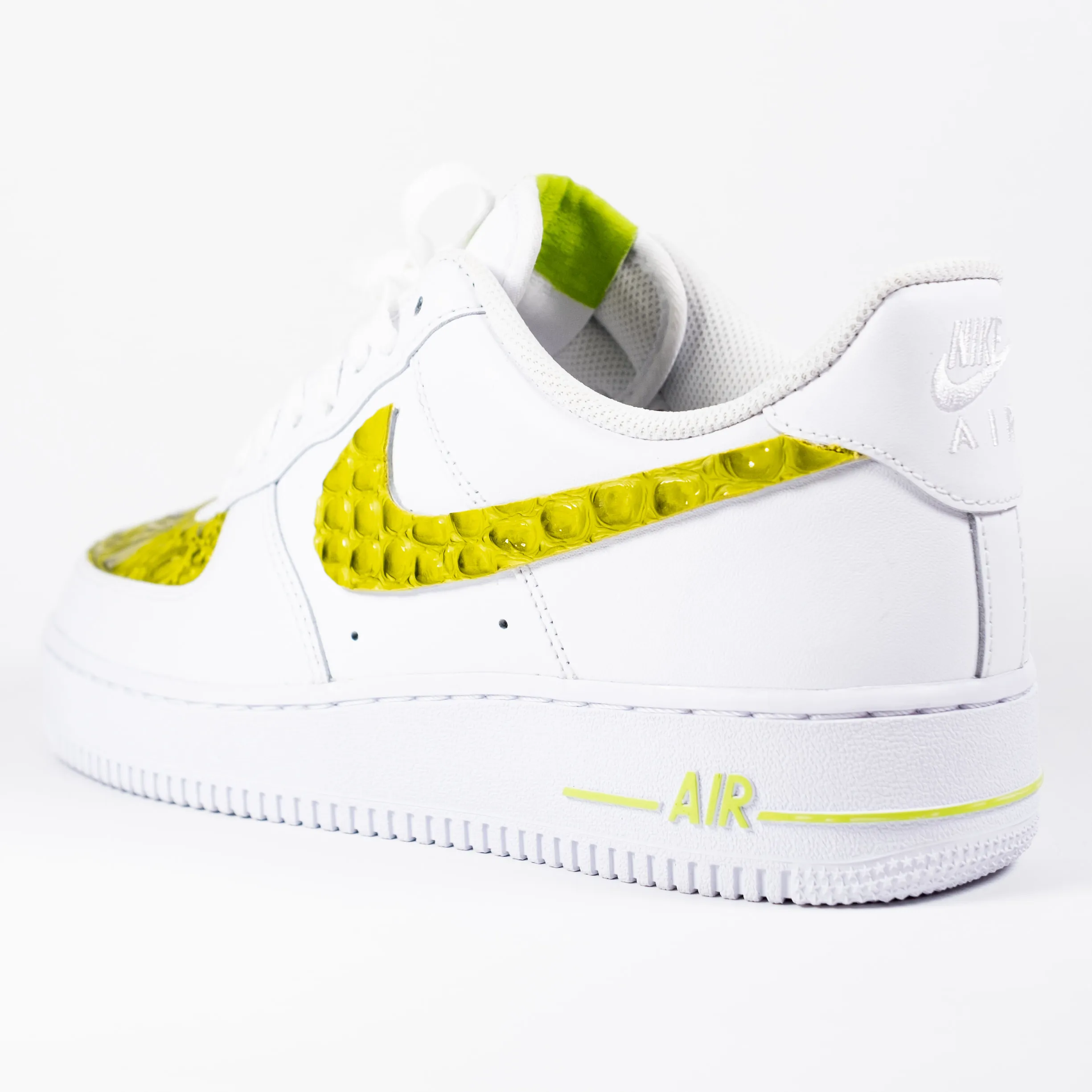 Nike Air Force 1 White Custom 'Lime Green Faded Croc' Premo Edition