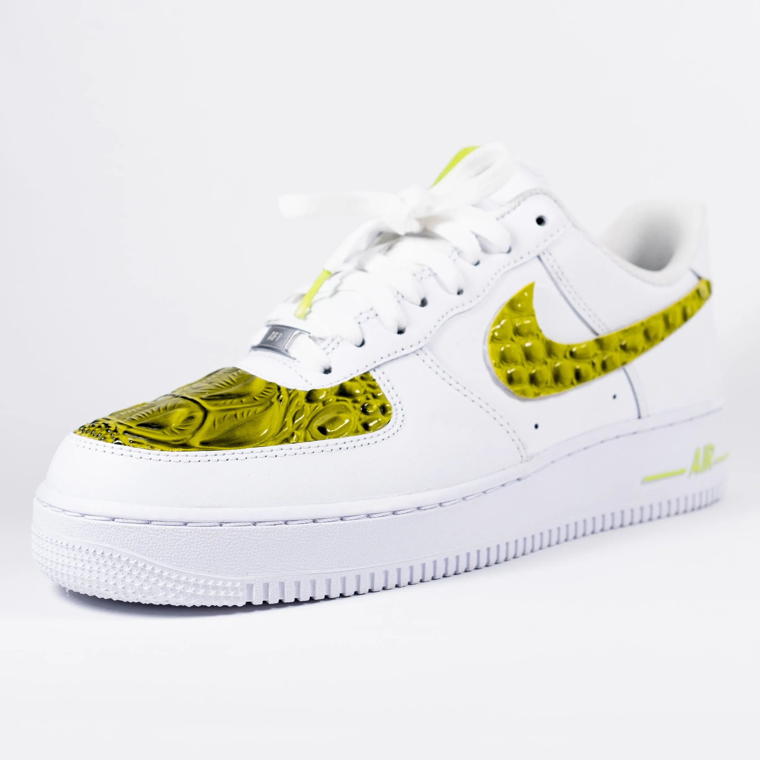 Nike Air Force 1 White Custom 'Lime Green Faded Croc' Premo Edition