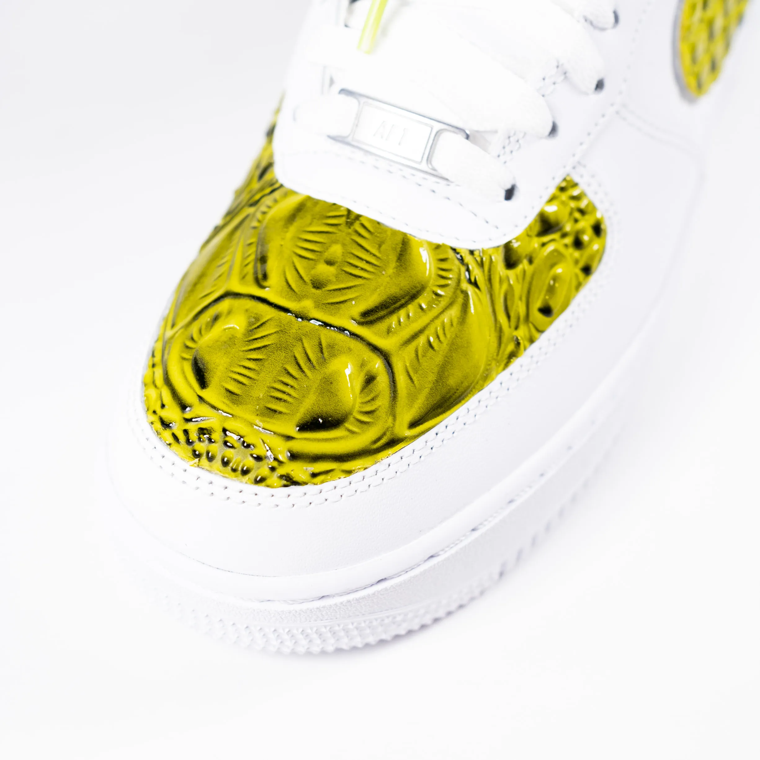 Nike Air Force 1 White Custom 'Lime Green Faded Croc' Premo Edition