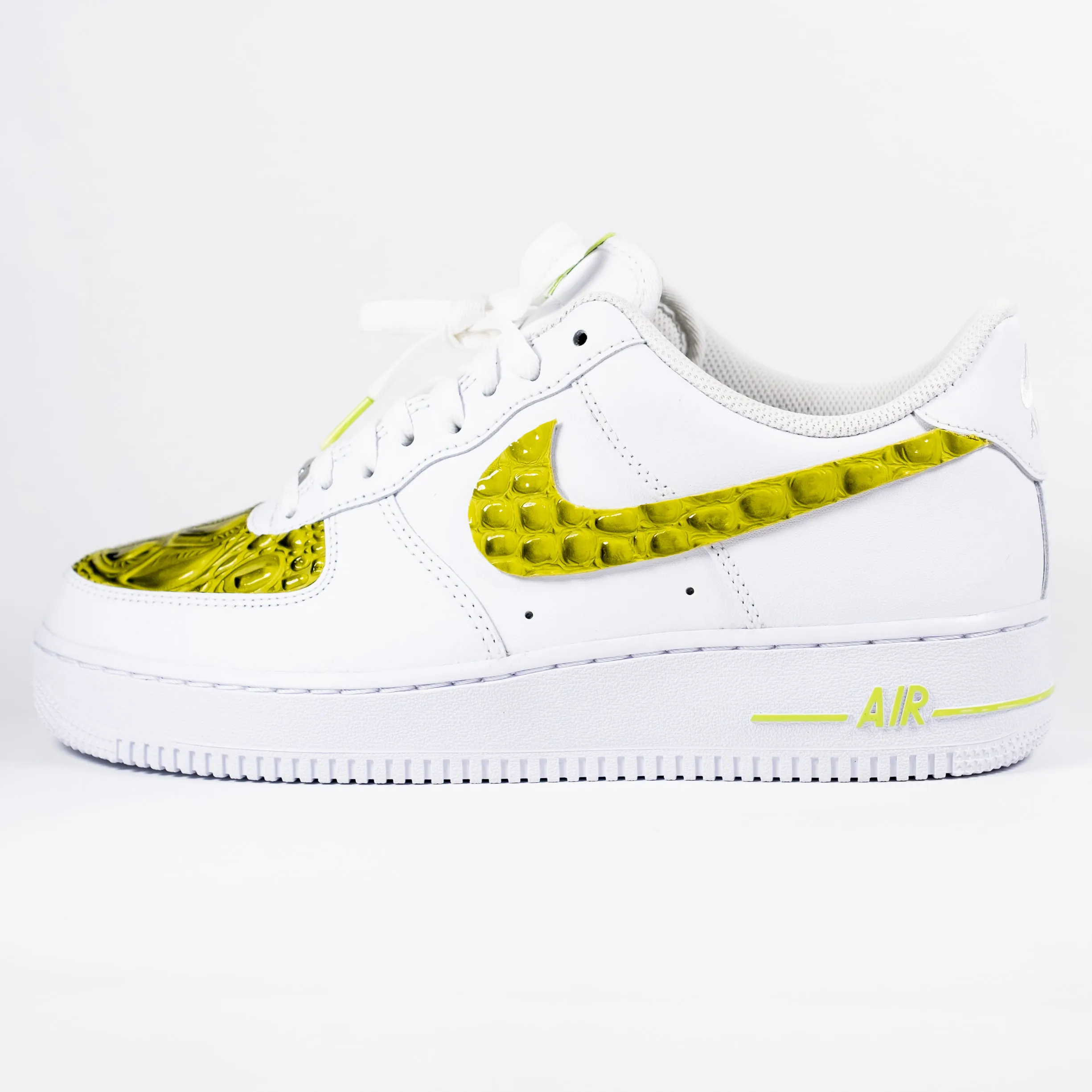 Nike Air Force 1 White Custom 'Lime Green Faded Croc' Premo Edition