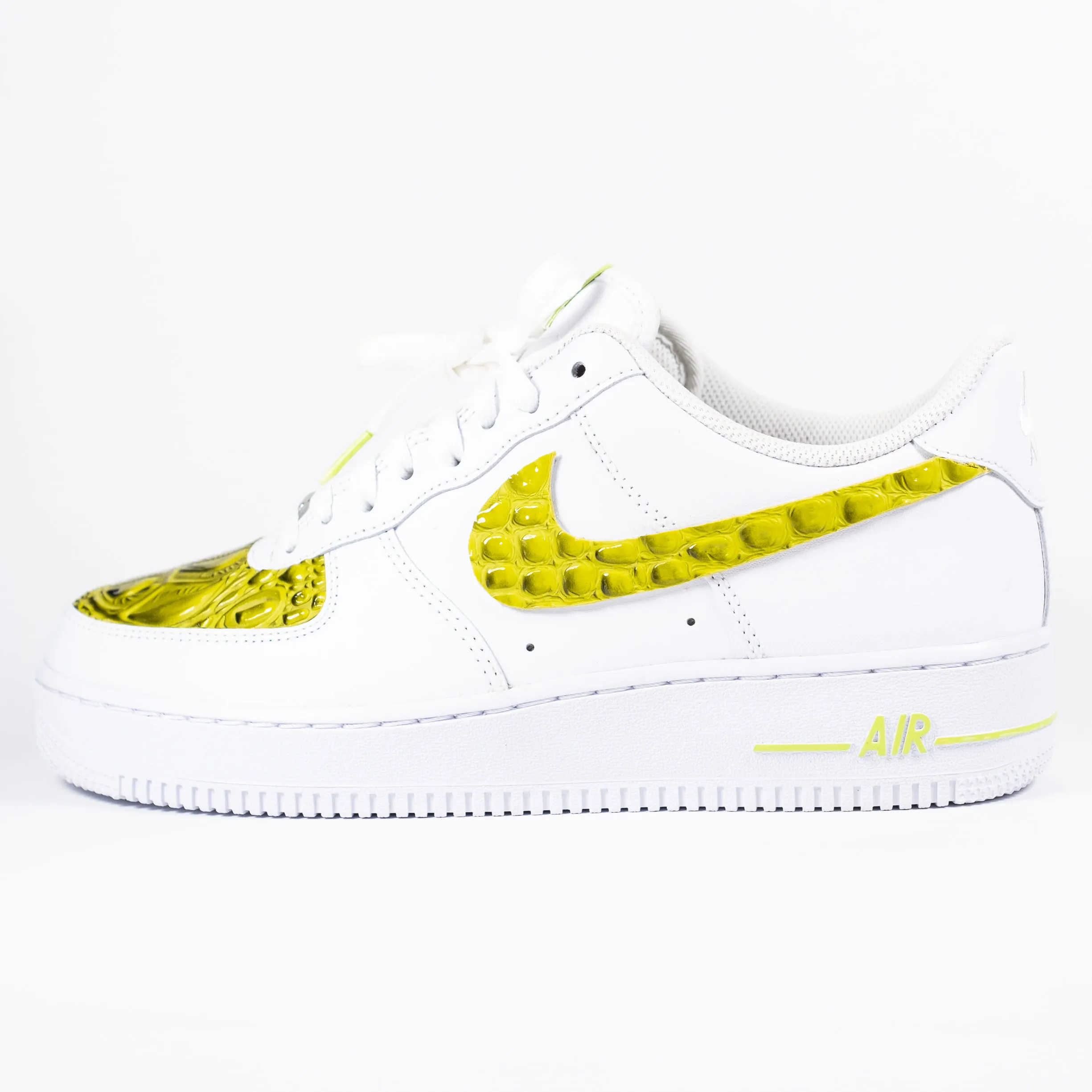 Nike Air Force 1 White Custom 'Lime Green Faded Croc' Premo Edition