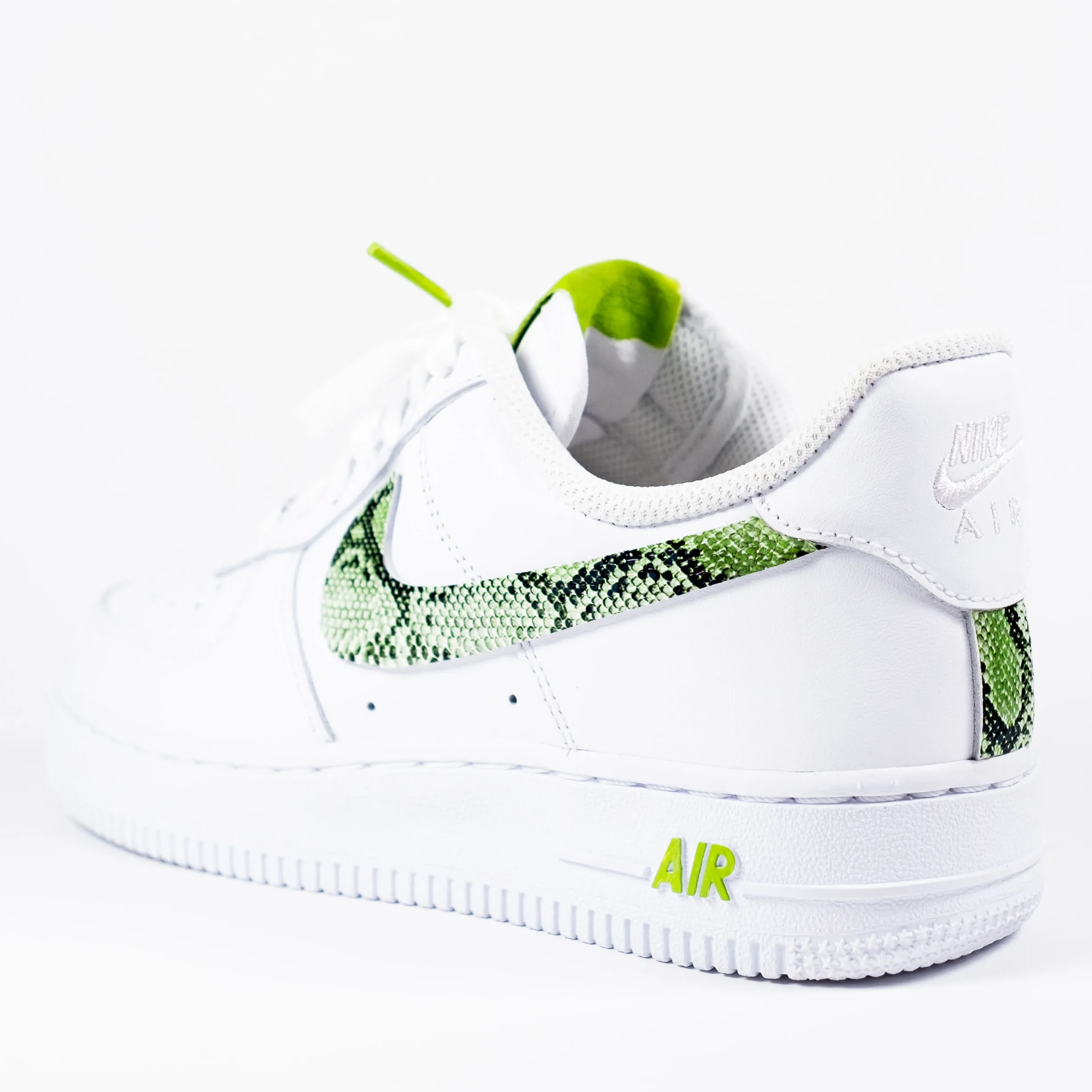 Nike Air Force 1 White Custom 'Lime Green Snakeskin' Edition