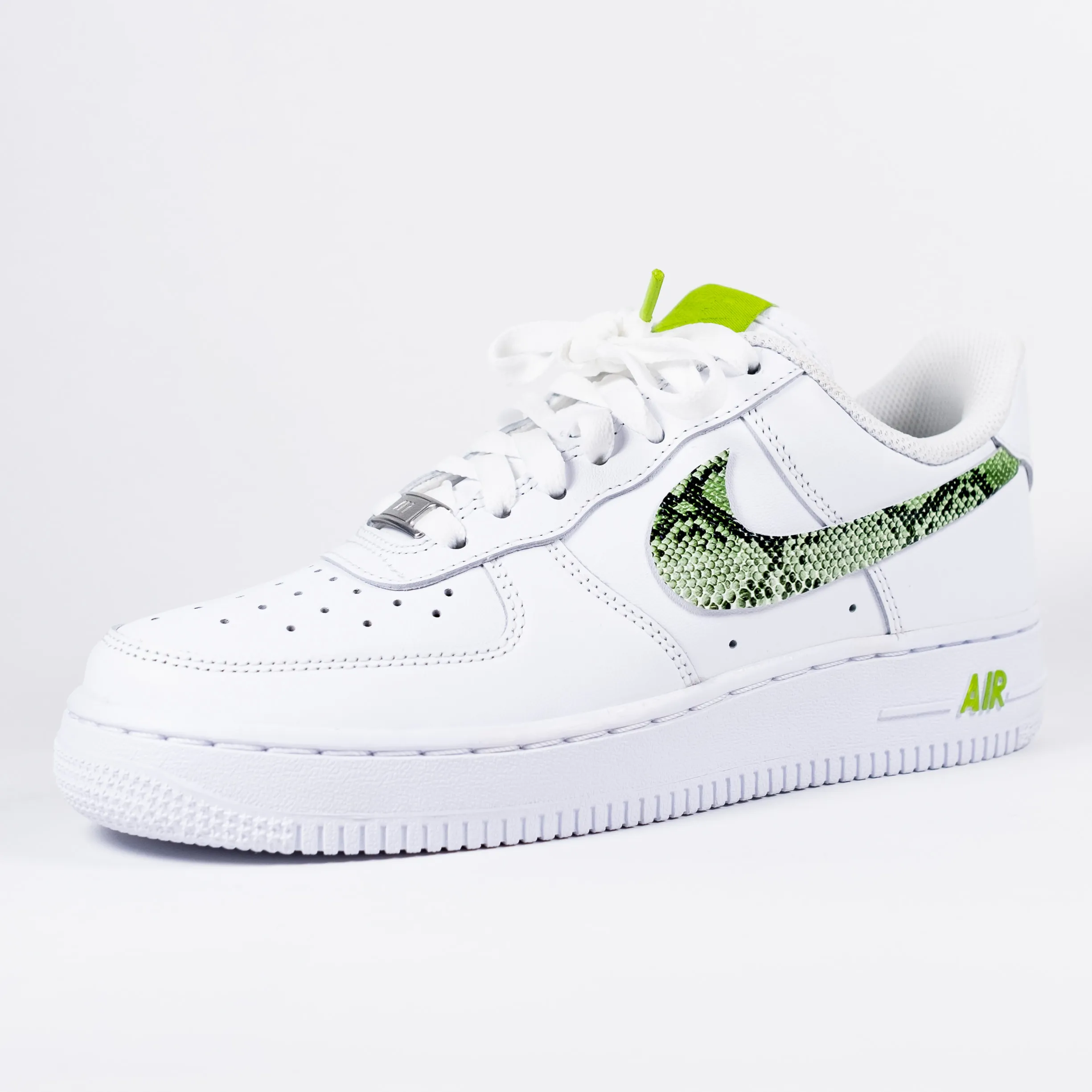 Nike Air Force 1 White Custom 'Lime Green Snakeskin' Edition