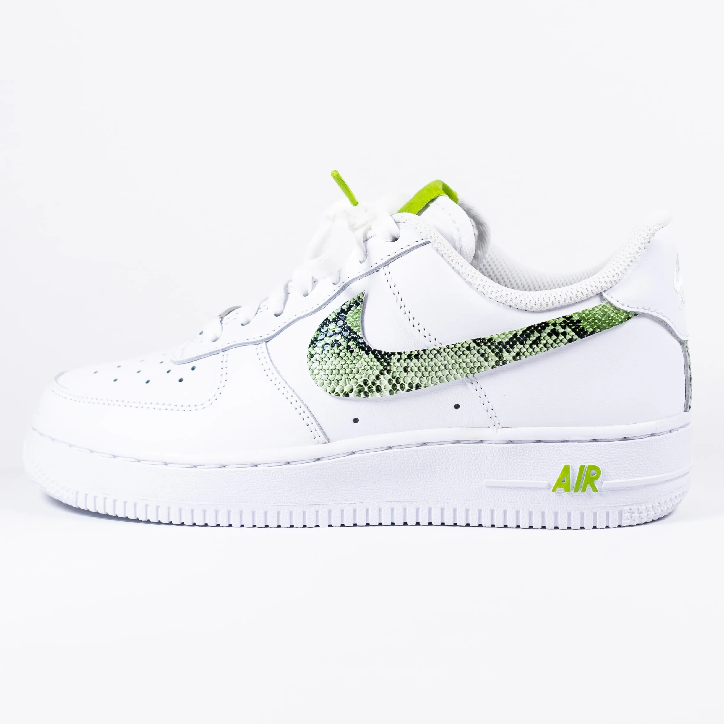 Nike Air Force 1 White Custom 'Lime Green Snakeskin' Edition