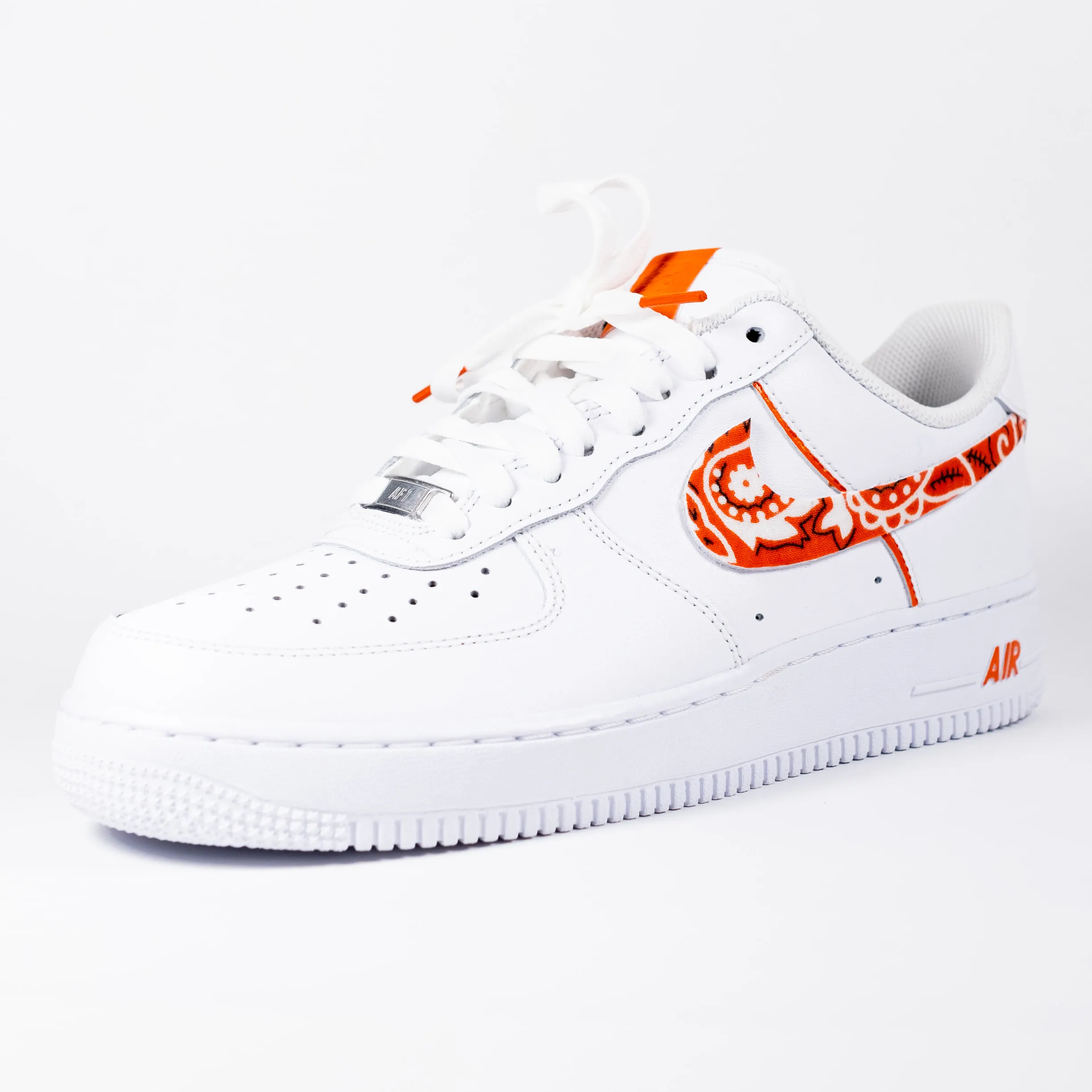 Nike Air Force 1 White Custom 'Orange Bandana' Edition