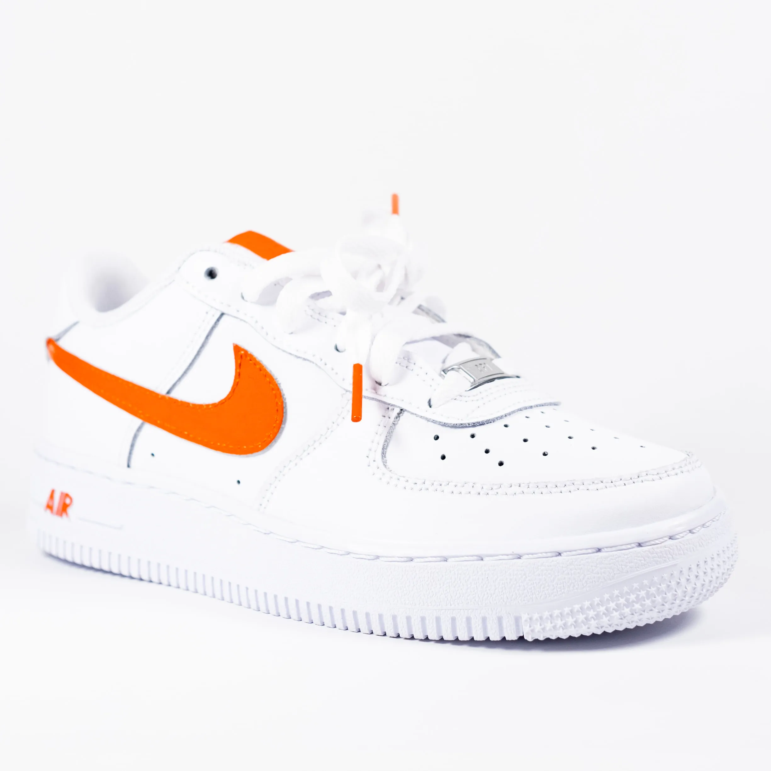 Nike Air Force 1 White Custom 'Orange Swoosh' Edition