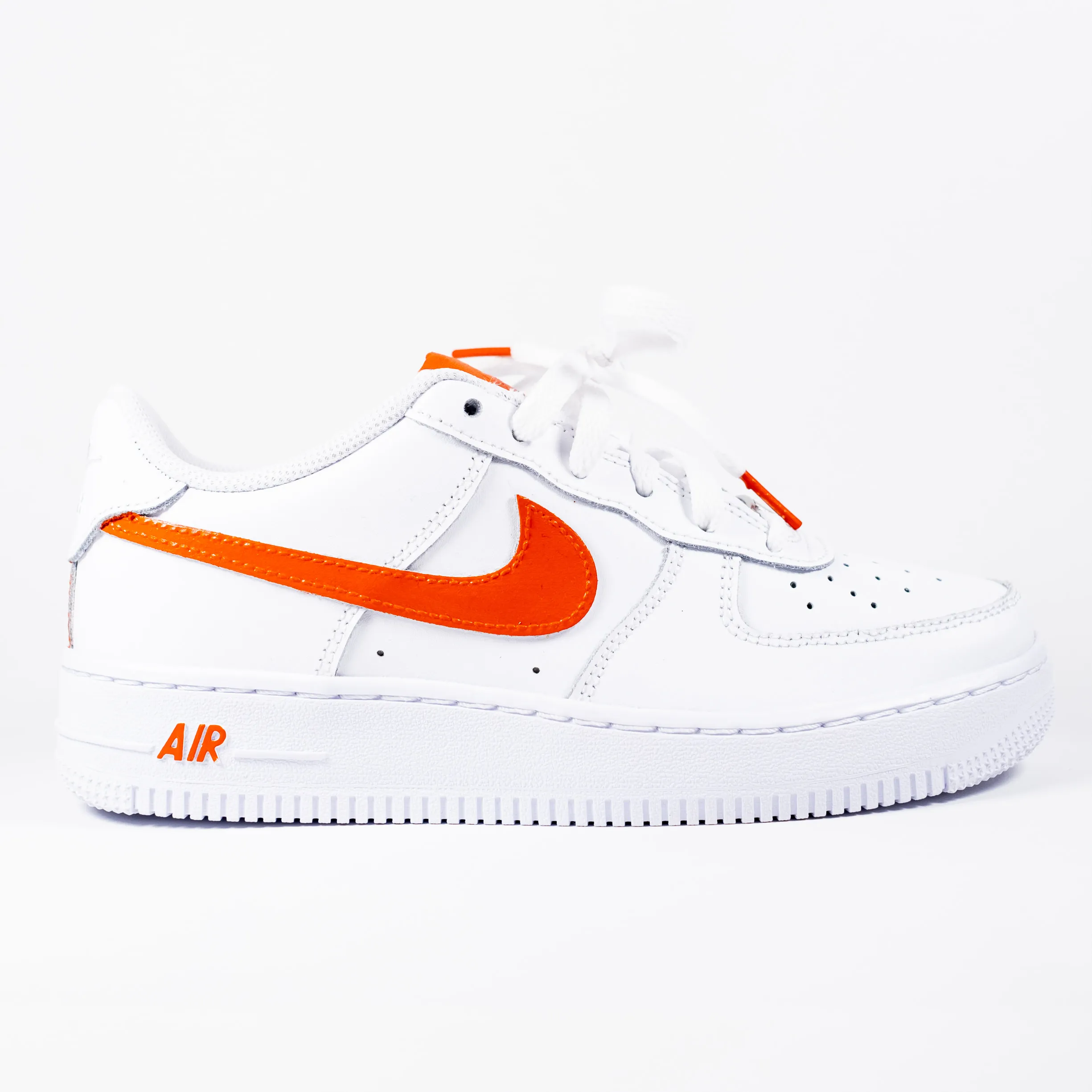 Nike Air Force 1 White Custom 'Orange Swoosh' Edition