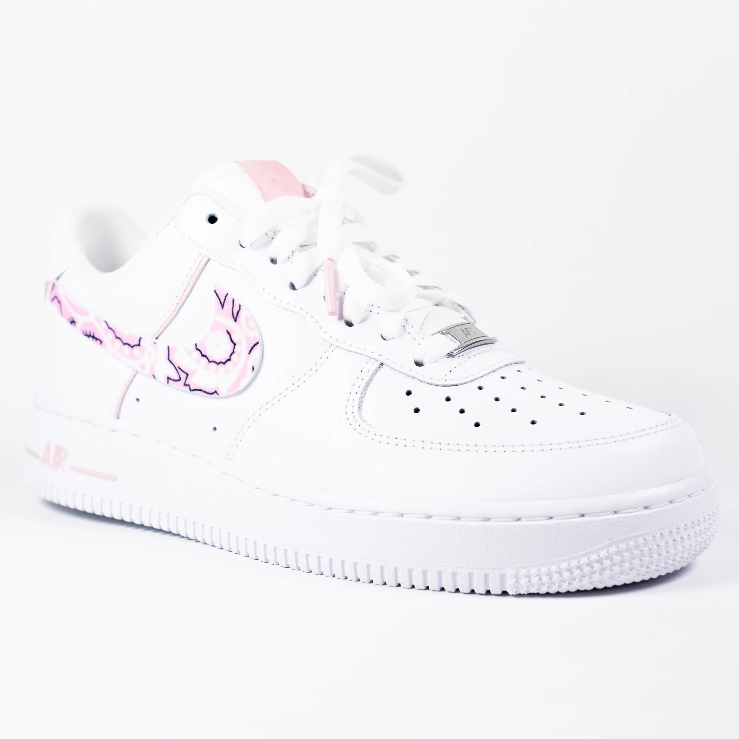 Nike Air Force 1 White Custom 'Pink Bandana' Edition