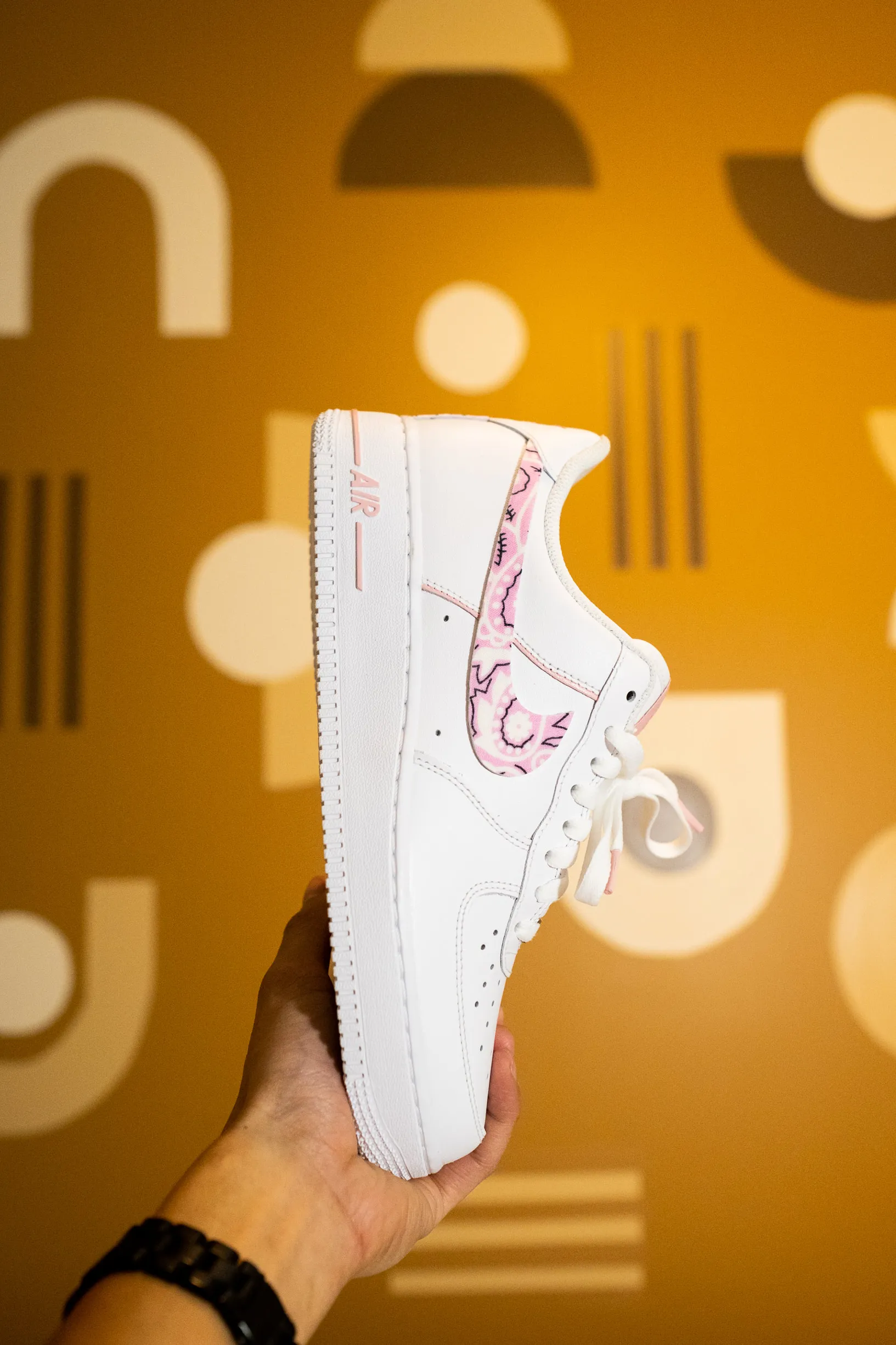 Nike Air Force 1 White Custom 'Pink Bandana' Edition