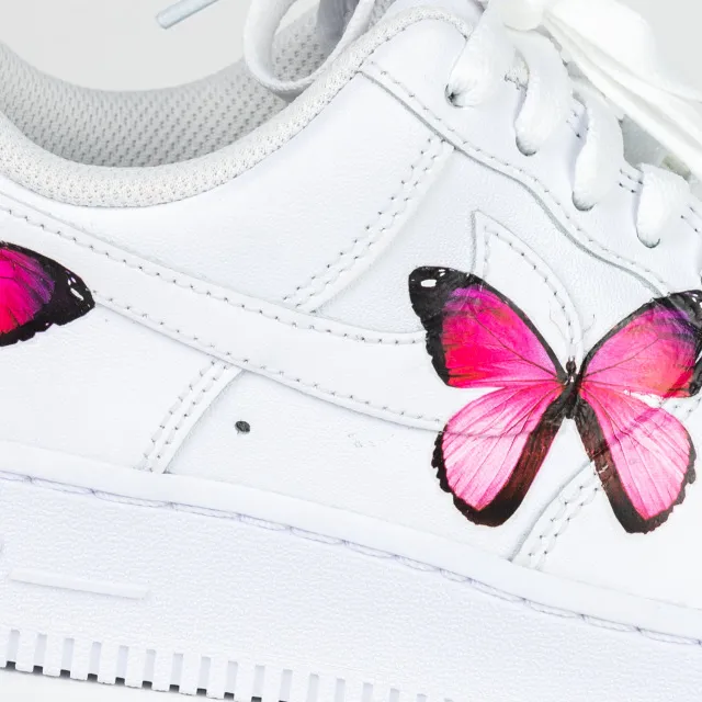 Nike Air Force 1 White Custom 'Pink Butterfly' Edition