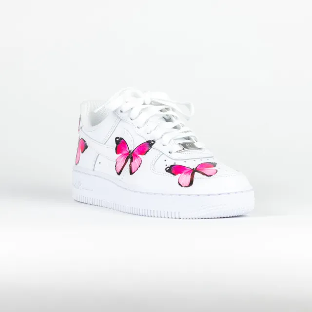 Nike Air Force 1 White Custom 'Pink Butterfly' Edition