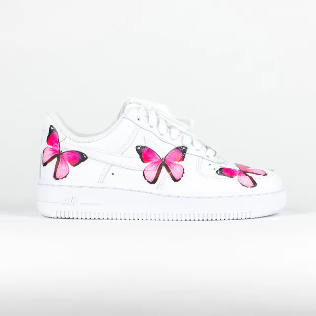 Nike Air Force 1 White Custom 'Pink Butterfly' Edition