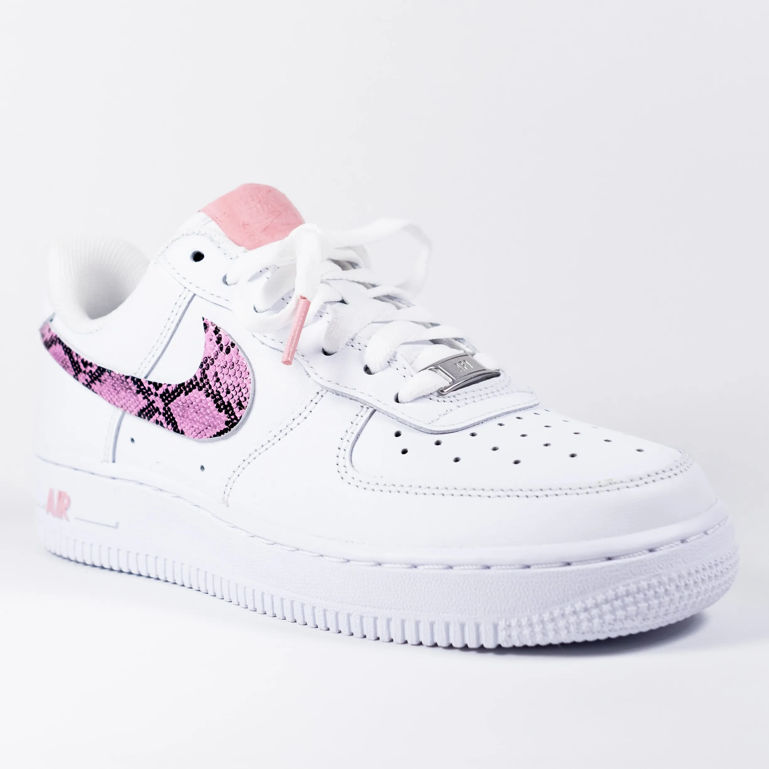 Nike Air Force 1 White Custom 'Pink Snakeskin' Edition