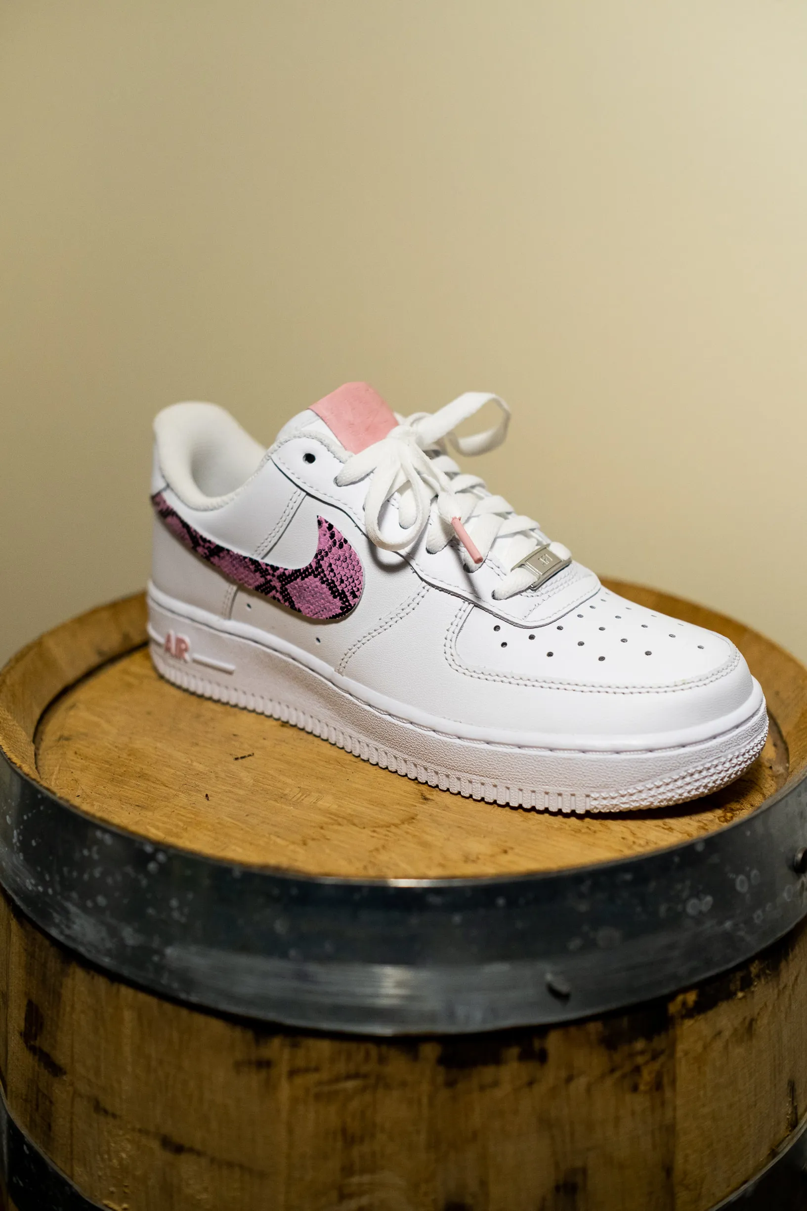 Nike Air Force 1 White Custom 'Pink Snakeskin' Edition