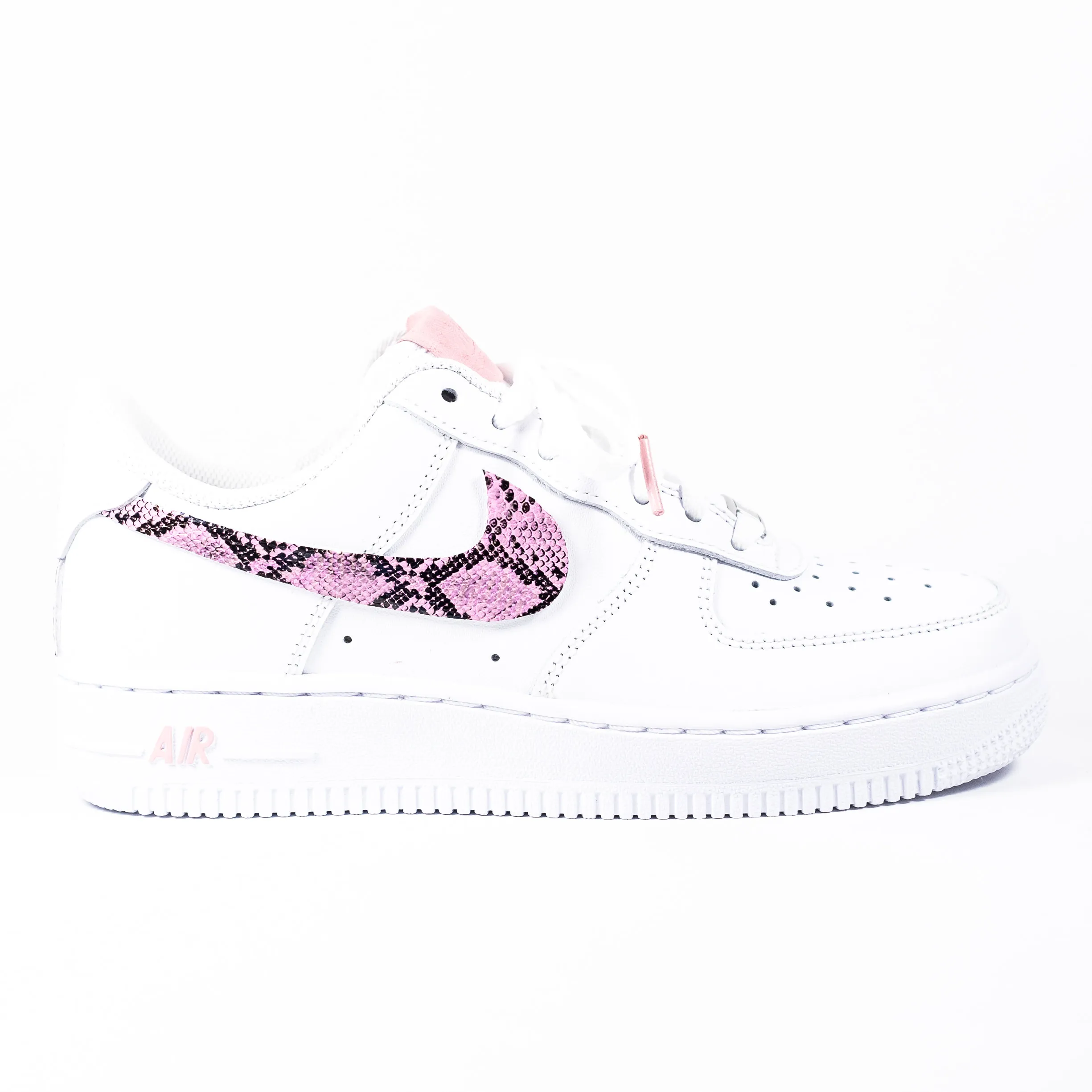 Nike Air Force 1 White Custom 'Pink Snakeskin' Edition