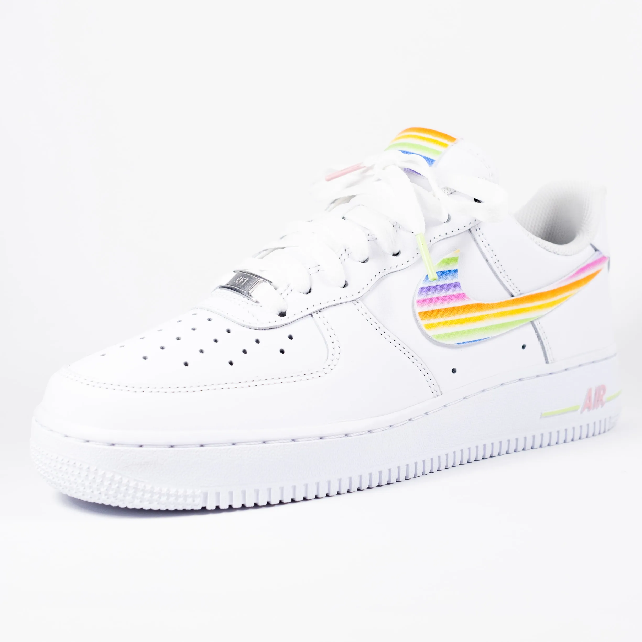 Nike Air Force 1 White Custom 'Rainbow Swoosh' Edition